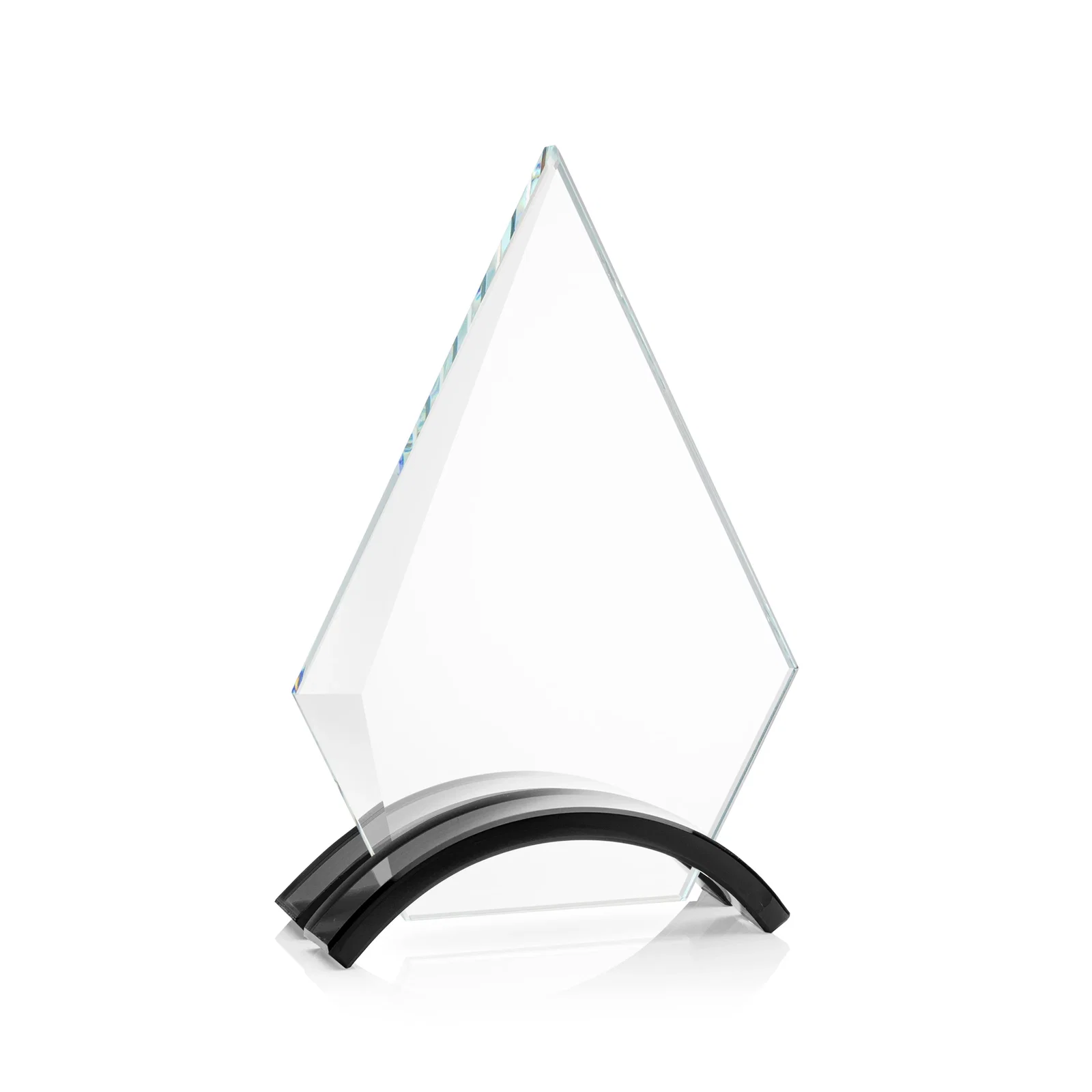 Personalized Starfire Crystal Triangle Award with Beveled Left Edge for dealer and partner awards