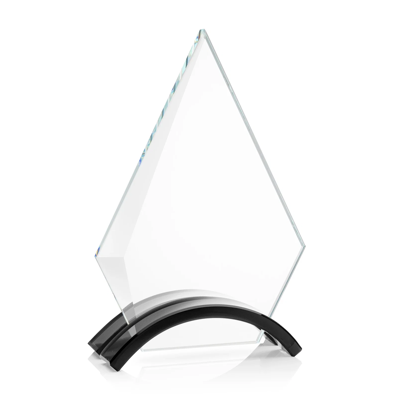 Promotional Starfire Crystal Triangle Award with Beveled Left Edge for employee recognition
