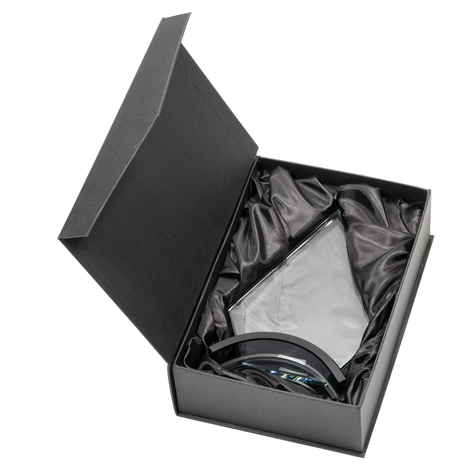 Custom Starfire Crystal Triangle Award with Beveled Left Edge for team milestone celebrations