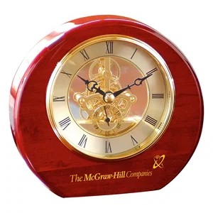 Fremont Rosewood Skeleton Movement Desk Clock, 5.25" x 5", Etched Imprint