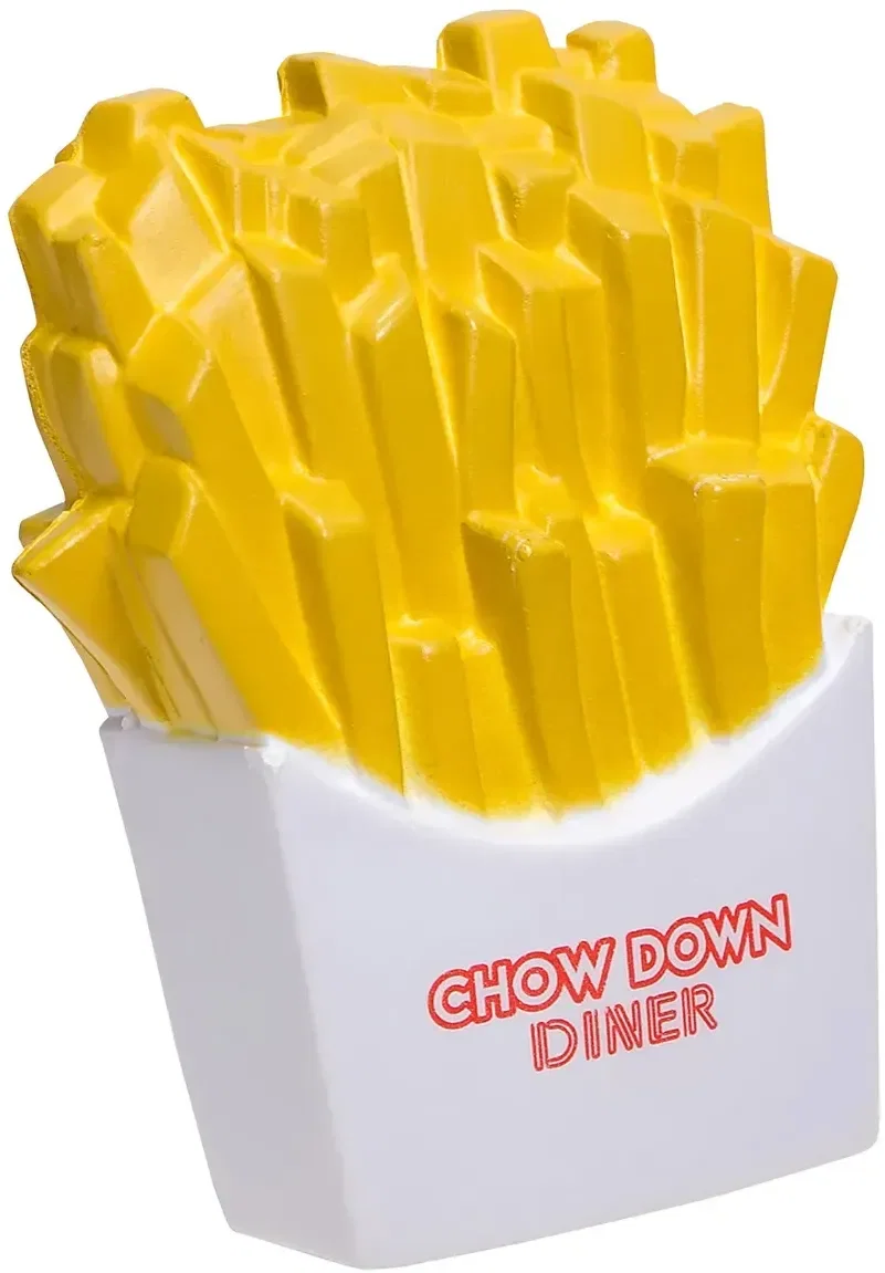French fries stress reliever with custom logo, branded fries-carton promotional squeeze toy for diners