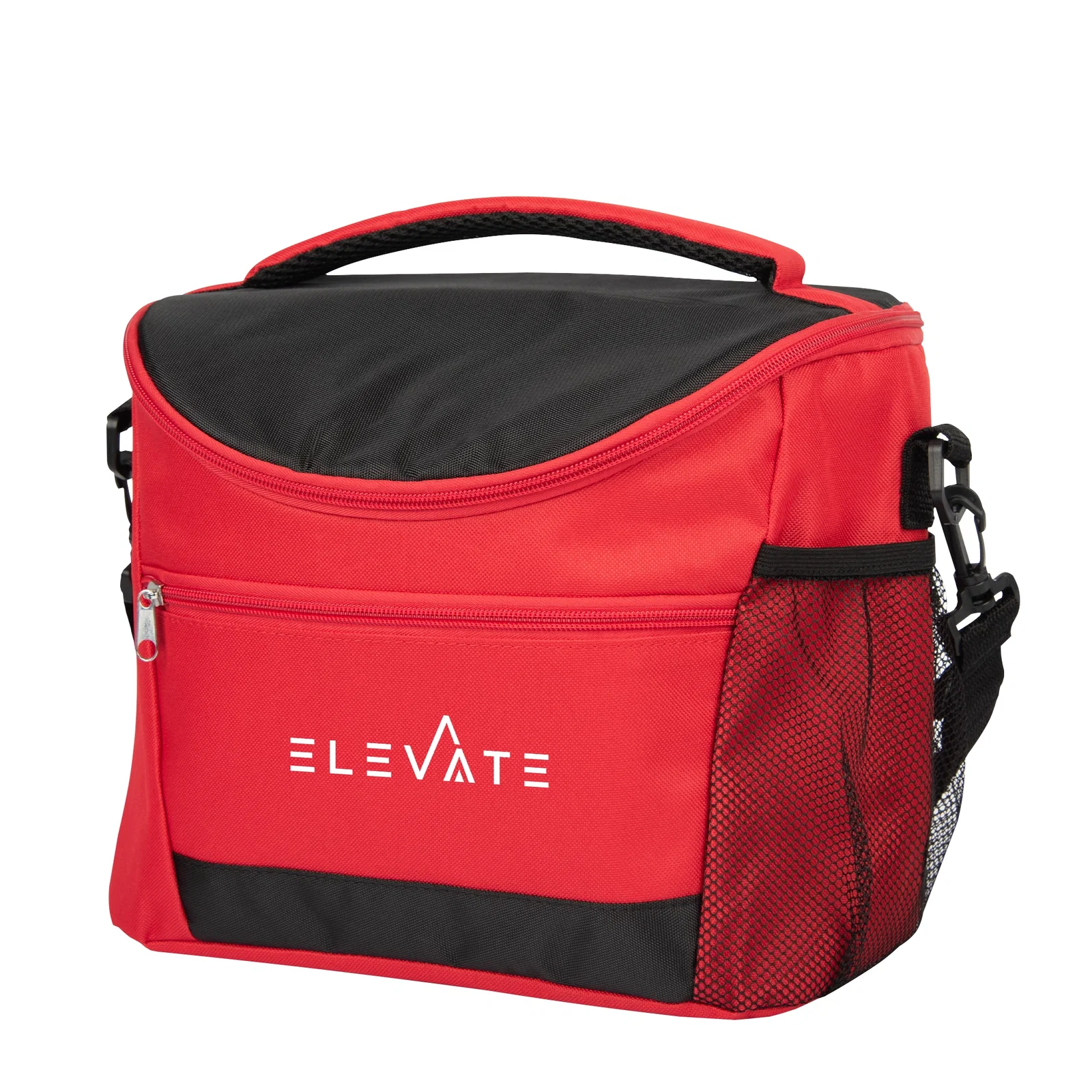 Zippered top opened to show the insulated compartment