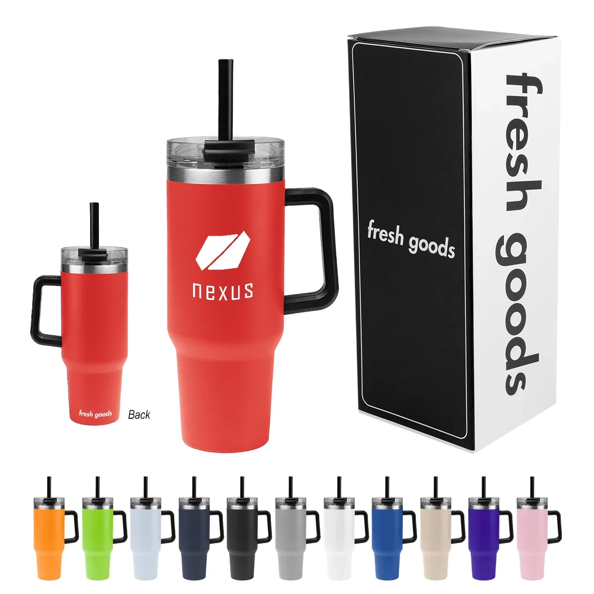 Front view of the tall drink cup on a plain surface