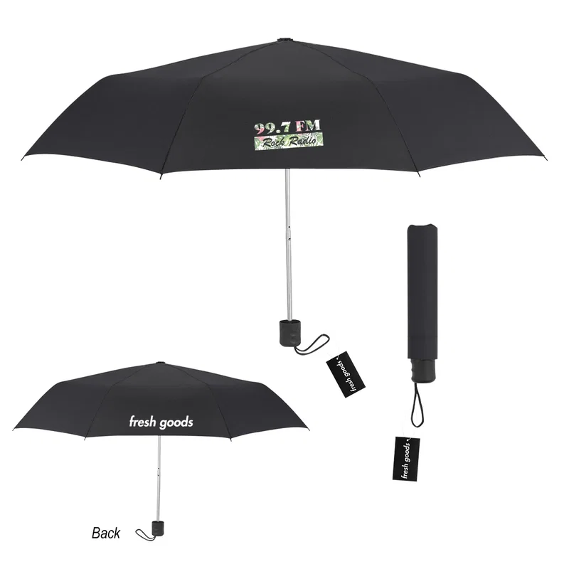 Held overhead, the shade covers a single person