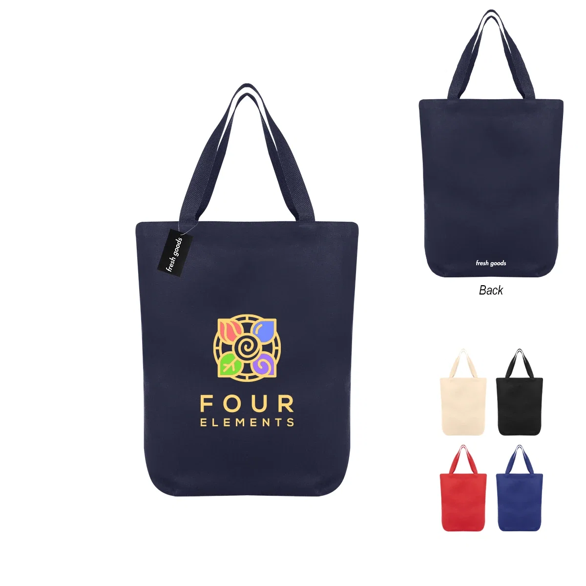 Front panel of the shopper offers a large blank print area