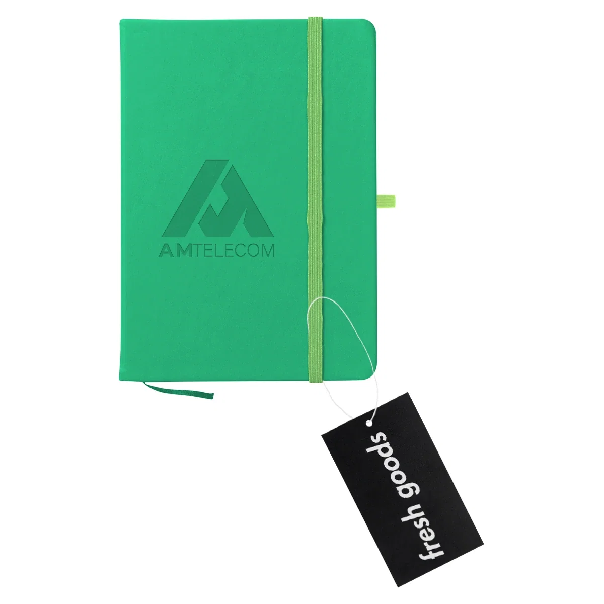 Angled view of the closed book on a desk