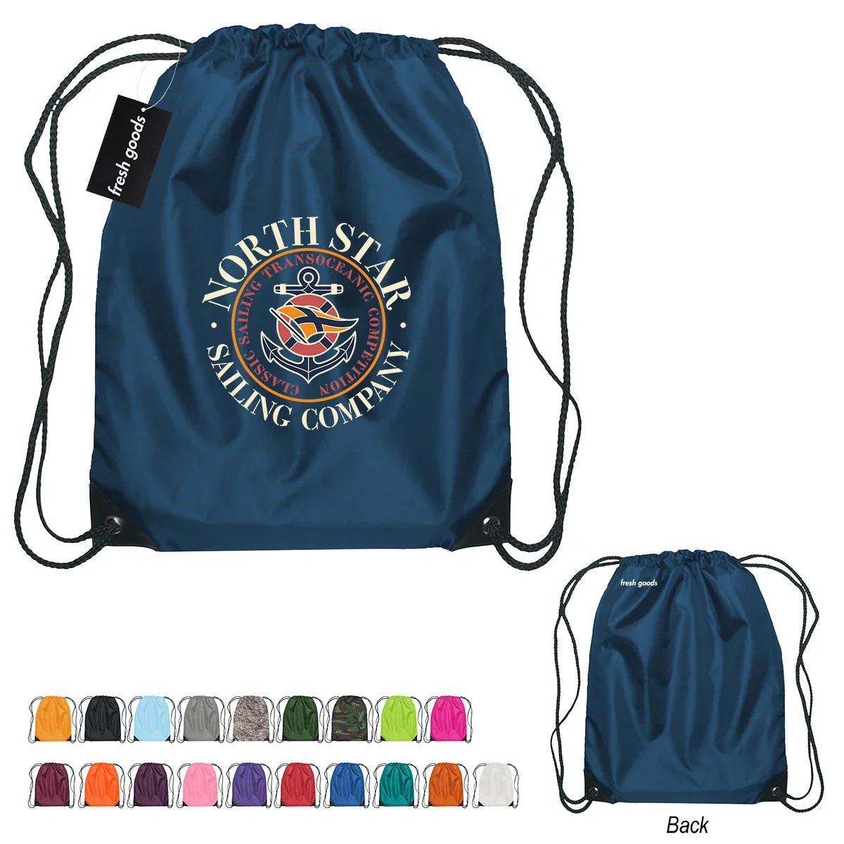Pull cords drawn tight to close the top of the pack