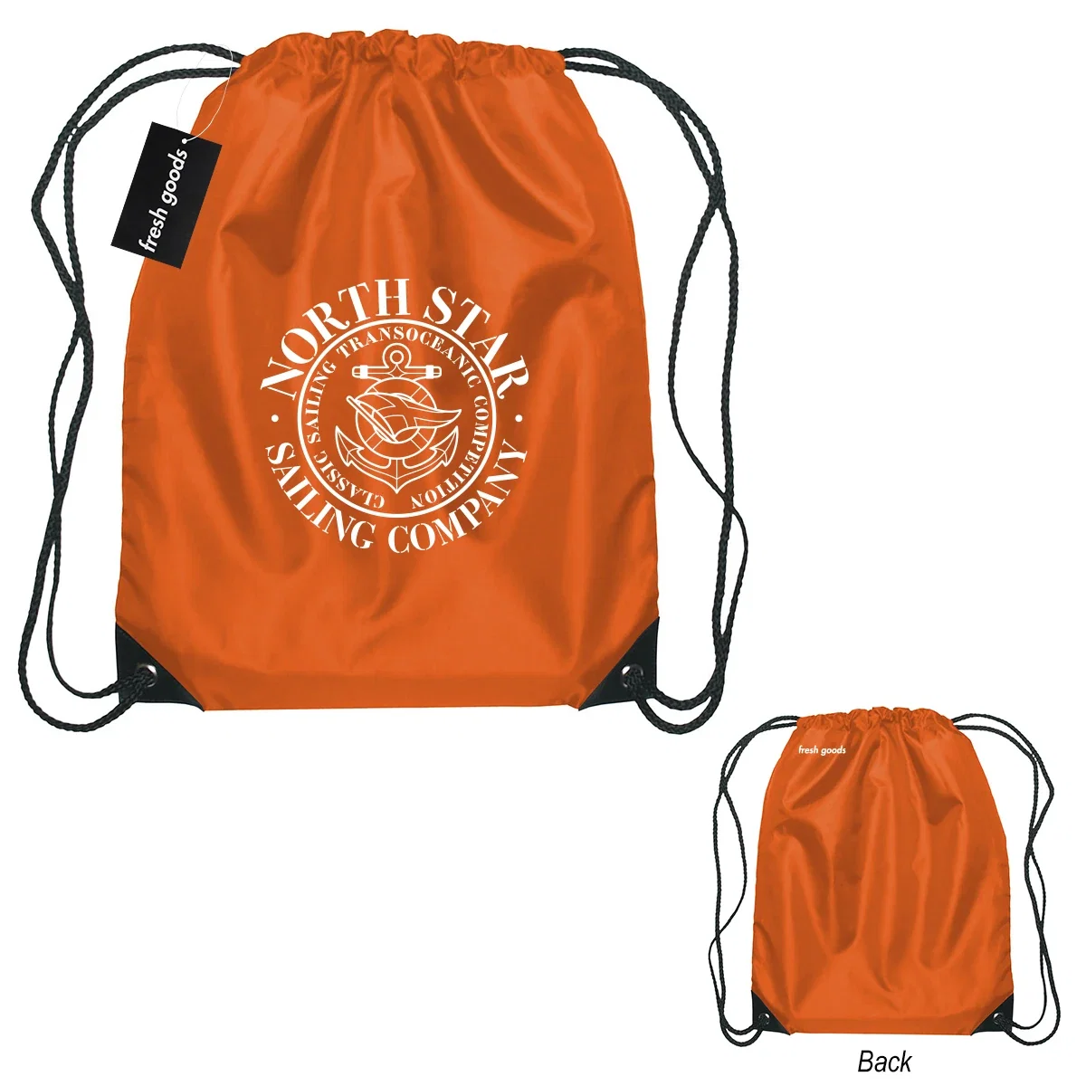 Angled view of a slim gym sack sized for practice gear