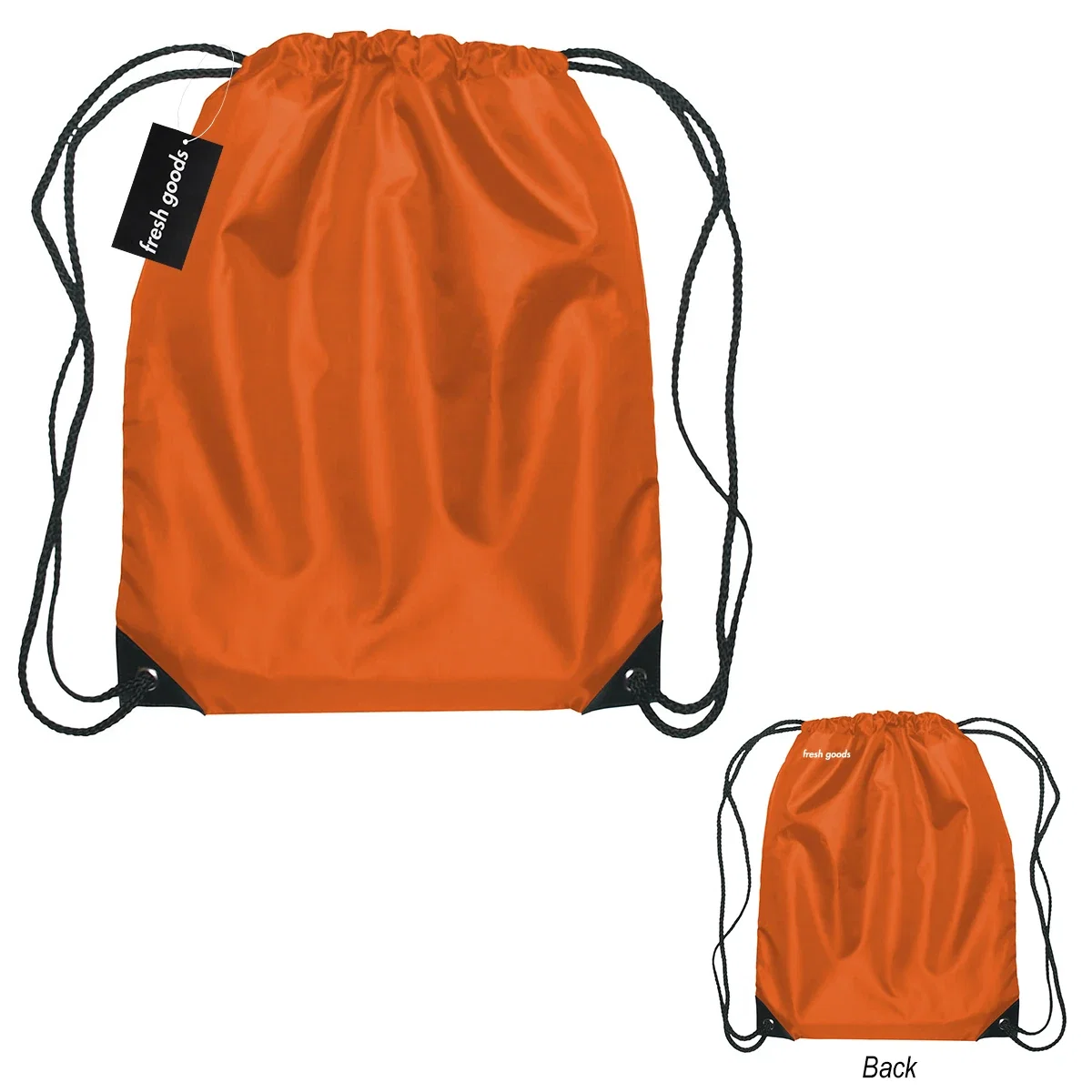 Shoulder cords rest flat against the back of this cinch bag