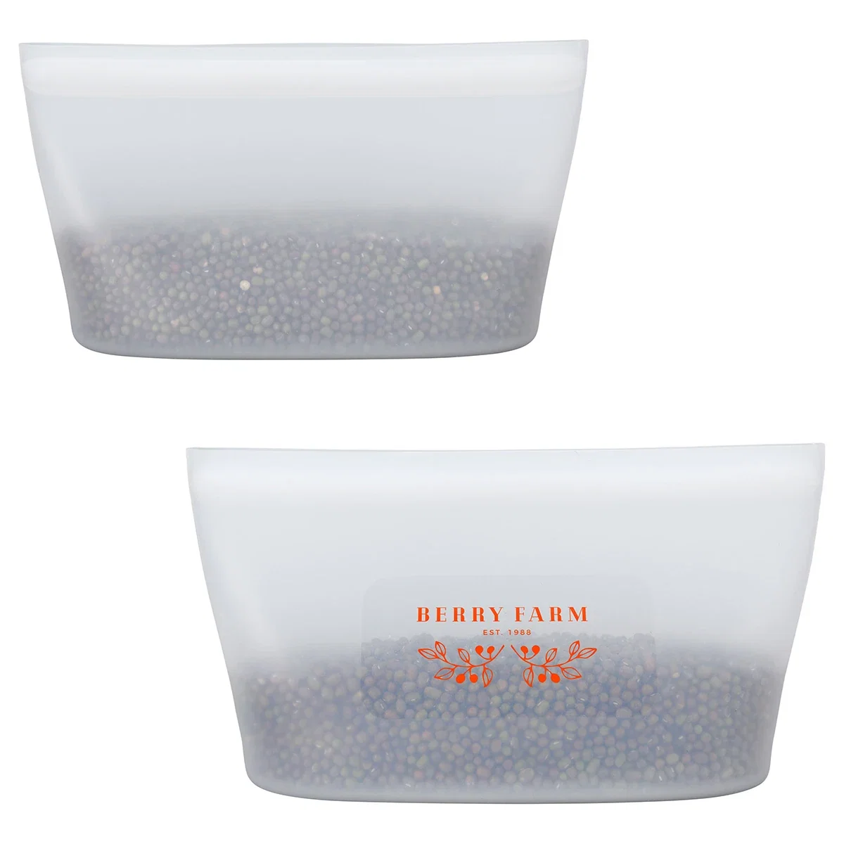Side profile of the promotional FreshKeep silicone pouch showing the leakproof seal