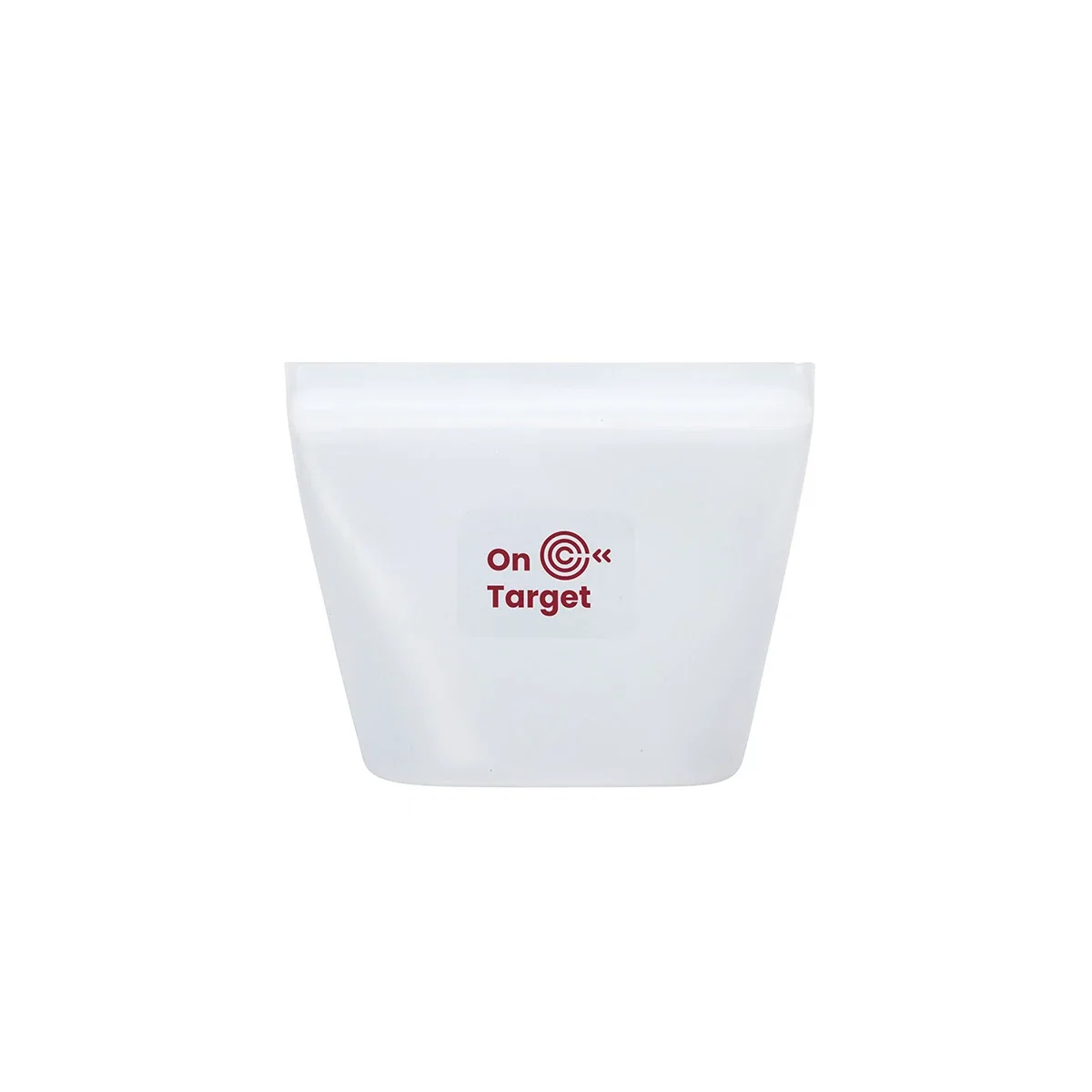 Custom FreshKeep Platinum silicone food storage pouch, front view of the branded pouch, small size
