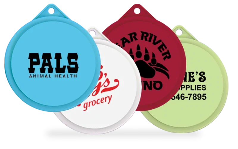 Fresh'n Sealed Universal Can Lid. Reusable plastic universal can lid for grocery and pet-food promotions