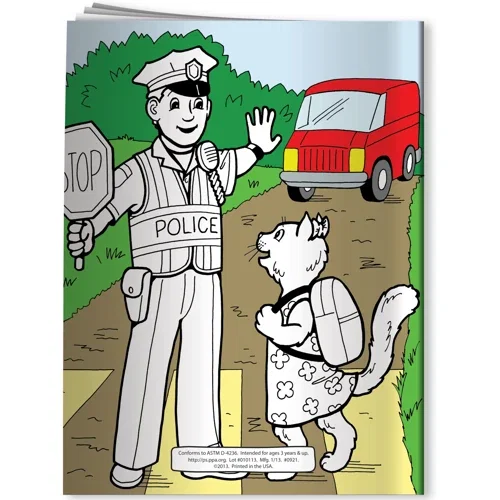 Inside police-safety coloring pages of the Friendly Police Officers are My Heroes book