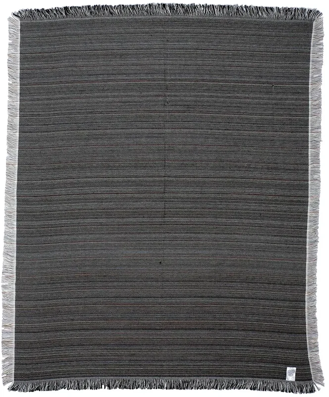 Promotional 500GSM woven tapestry throw draped to show its full-color custom logo print
