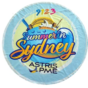 Round Microfiber Beach Towel, 59 In Diameter, With Fringe Trim