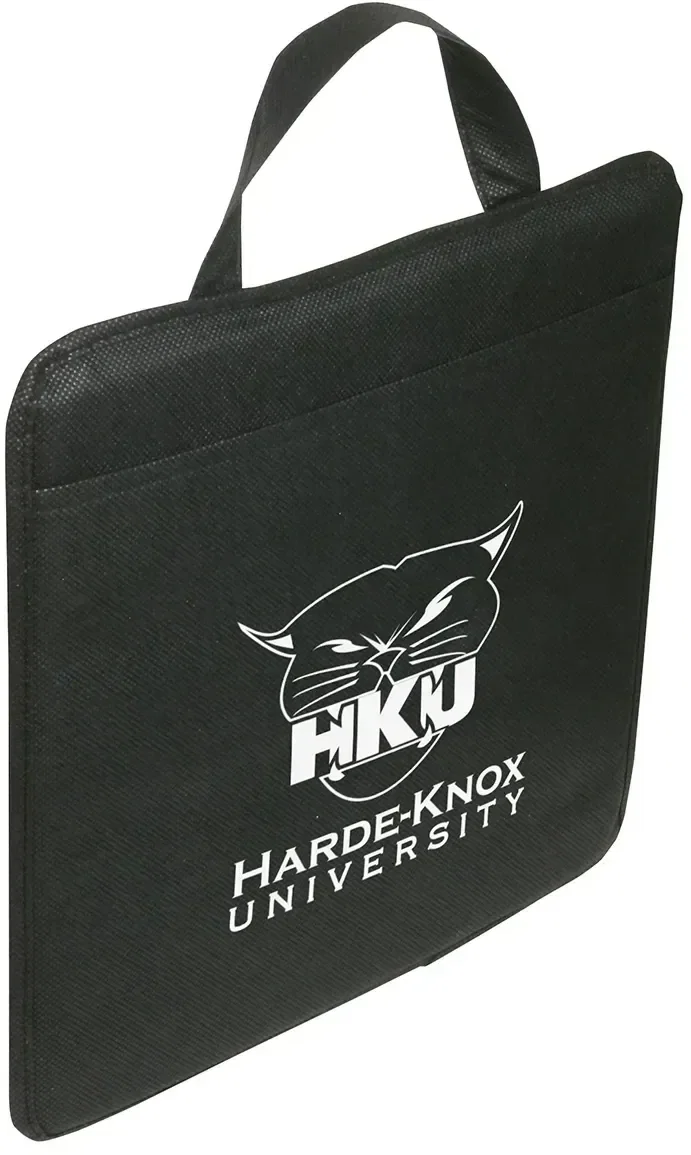 Custom Front Row stadium seat cushion with carry handle and logo detail
