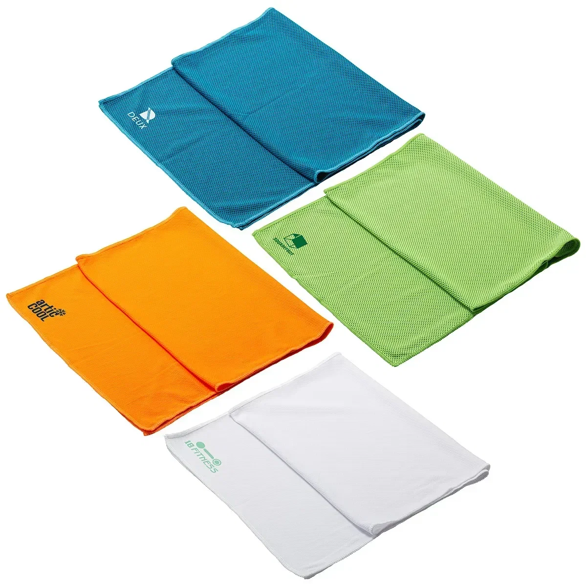 Frosty custom microfiber cooling towel with branded logo, spread flat