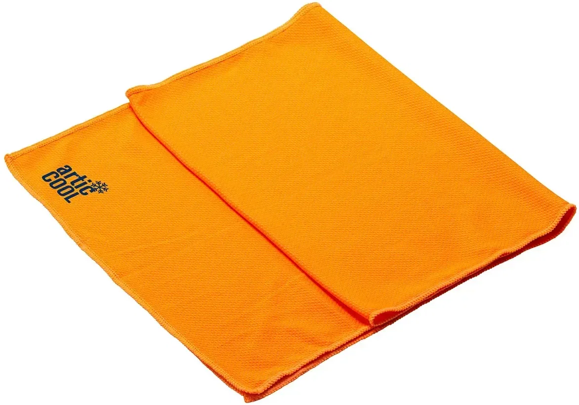 Custom Frosty cooling towel rolled in its carry pouch with branded logo