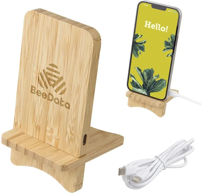 FSC® Bamboo Charging Stand Wireless Charger Portable Phone Stand — view 5