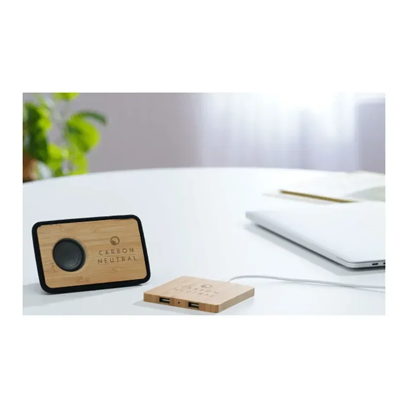 Custom Bamboo Wireless Charging Pad with Dual Outputs — view 12