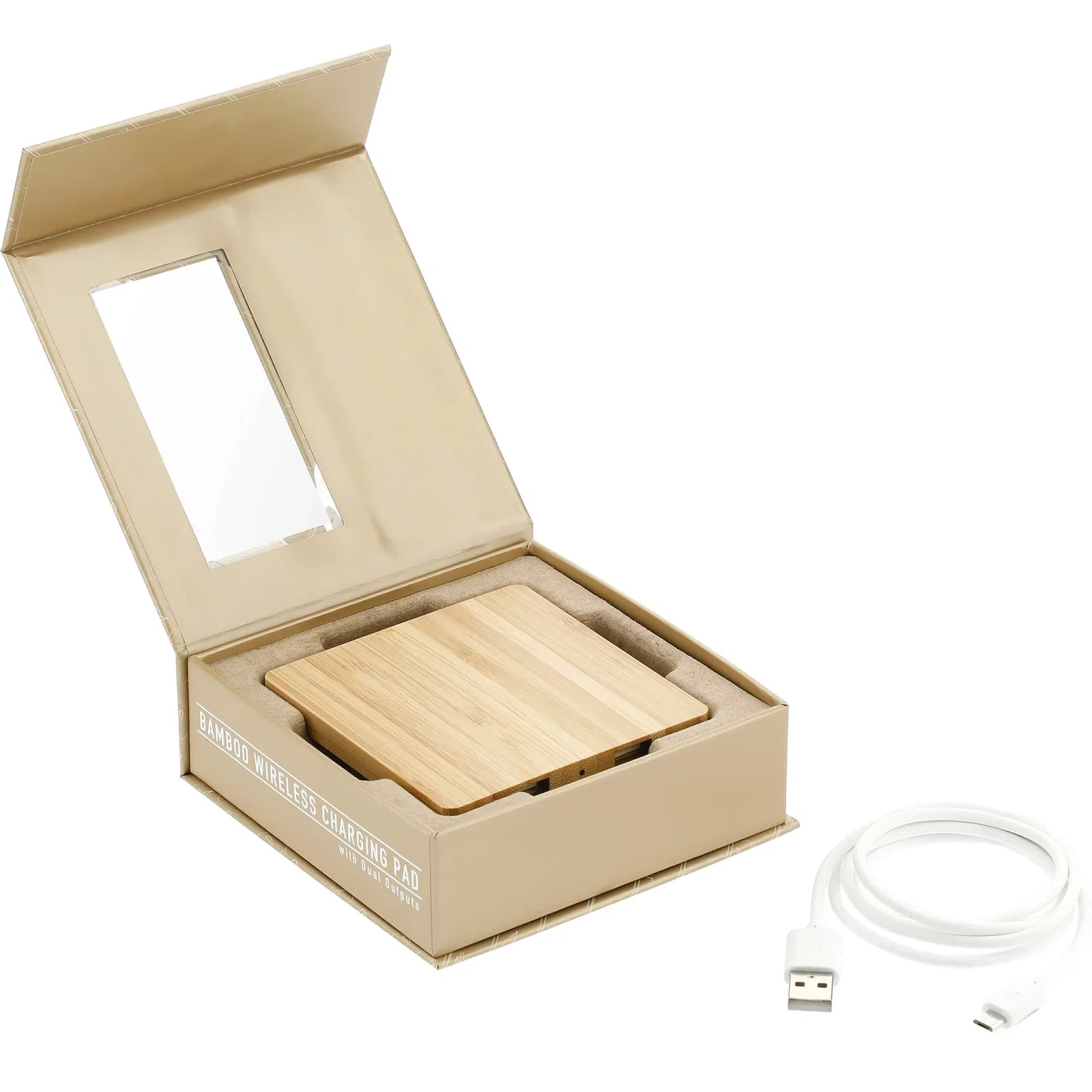 Custom Bamboo Wireless Charging Pad with Dual Outputs — view 15