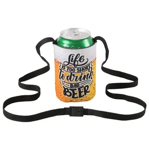 Full-Color Hands-Free Can Cooler with 18" Strap, Foam Insulated