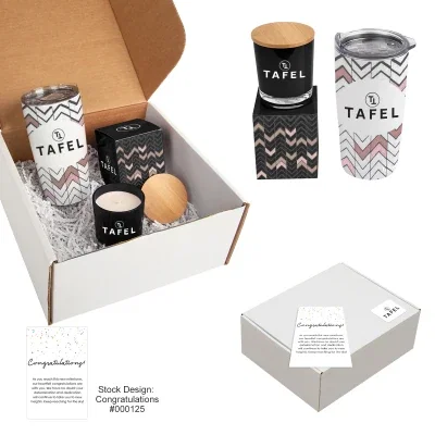 Gift set pairing a tall tumbler with a small candle