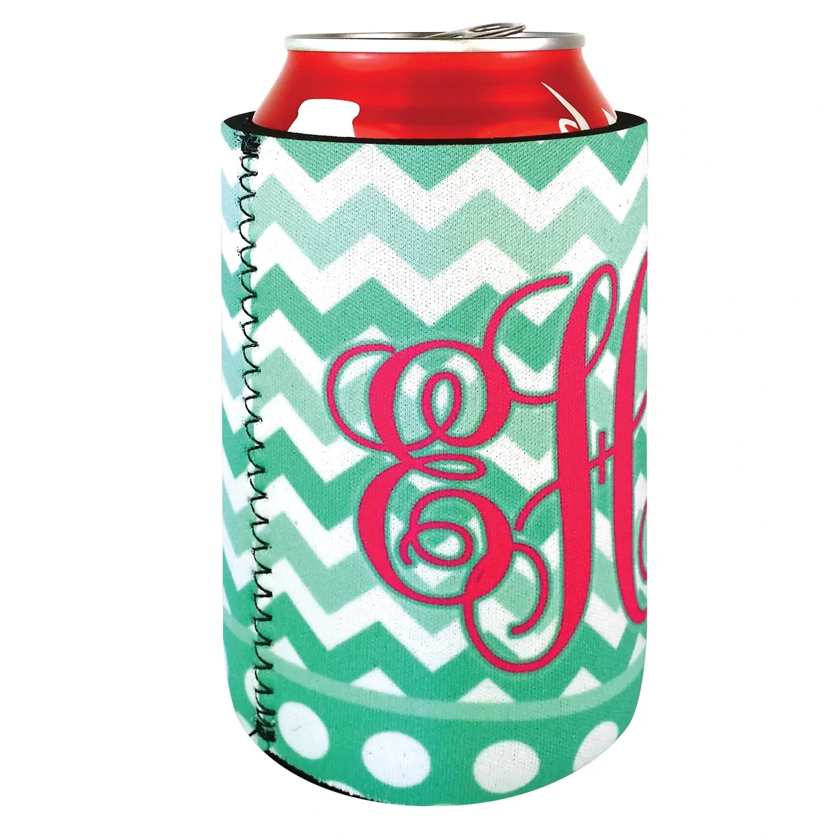 Collapsible neoprene can cooler standing four inches tall