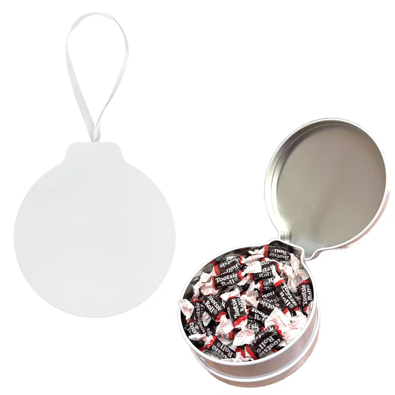 Tin resting flat on a table top