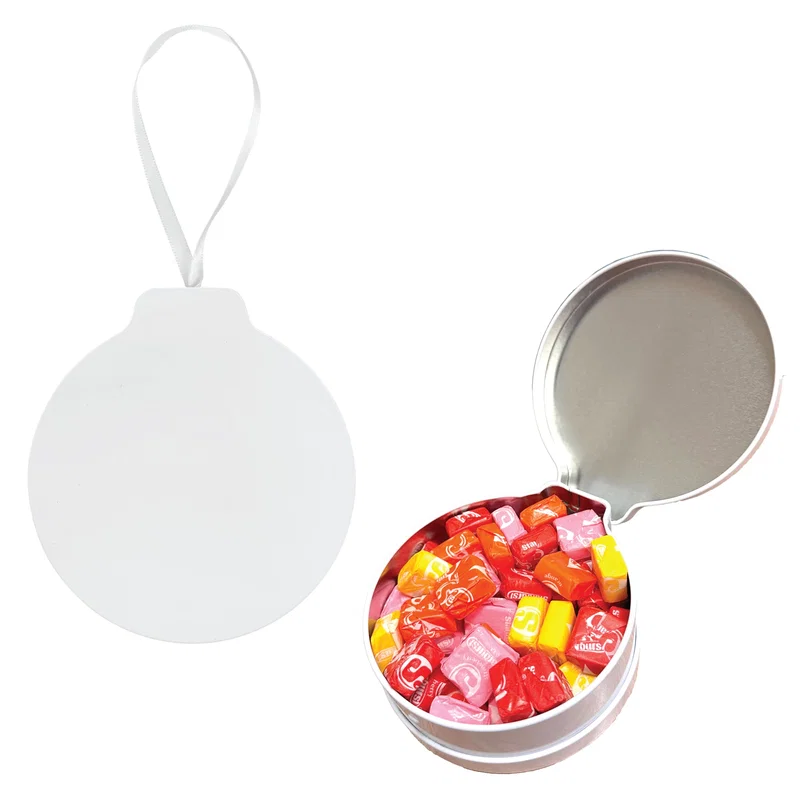 Sweets displayed alongside the open container