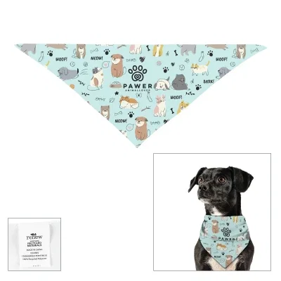 Full color triangle pet bandana with an all-over printed design