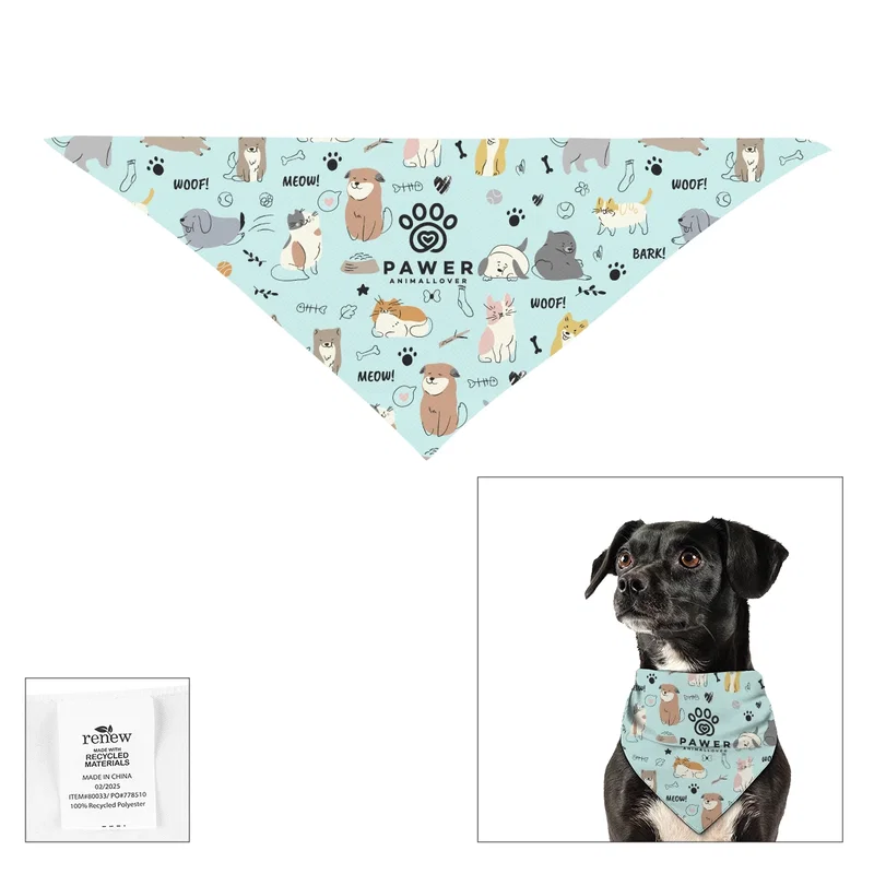 Full Color Small Triangle rPET Pet Bandana — view 4
