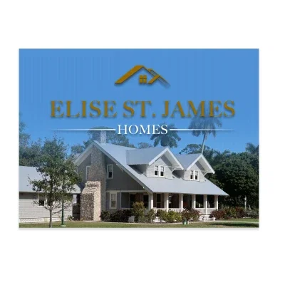 Full color yard sign staked into a front lawn