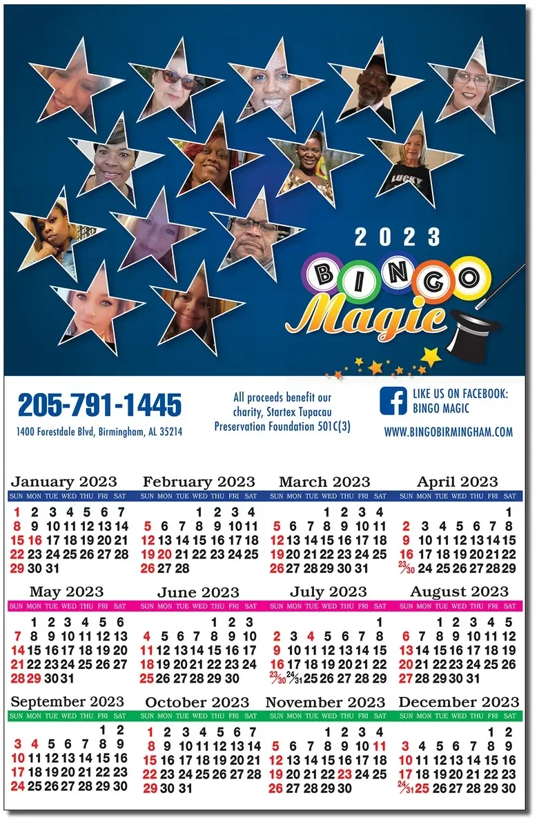 Full Color Economy Year View Calendar