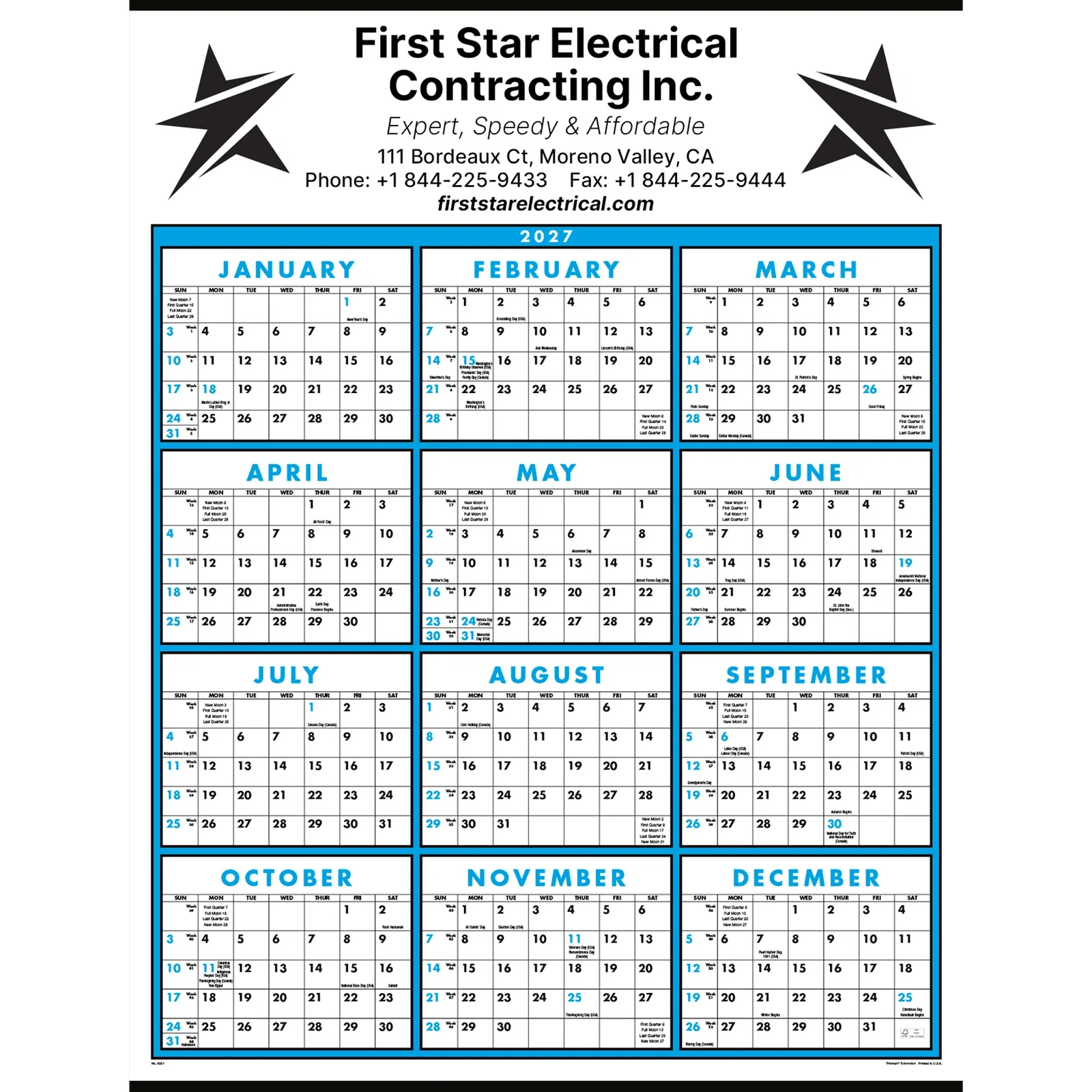 Single Sheet Wall Calendar - Full Year View: 2025 — view 2