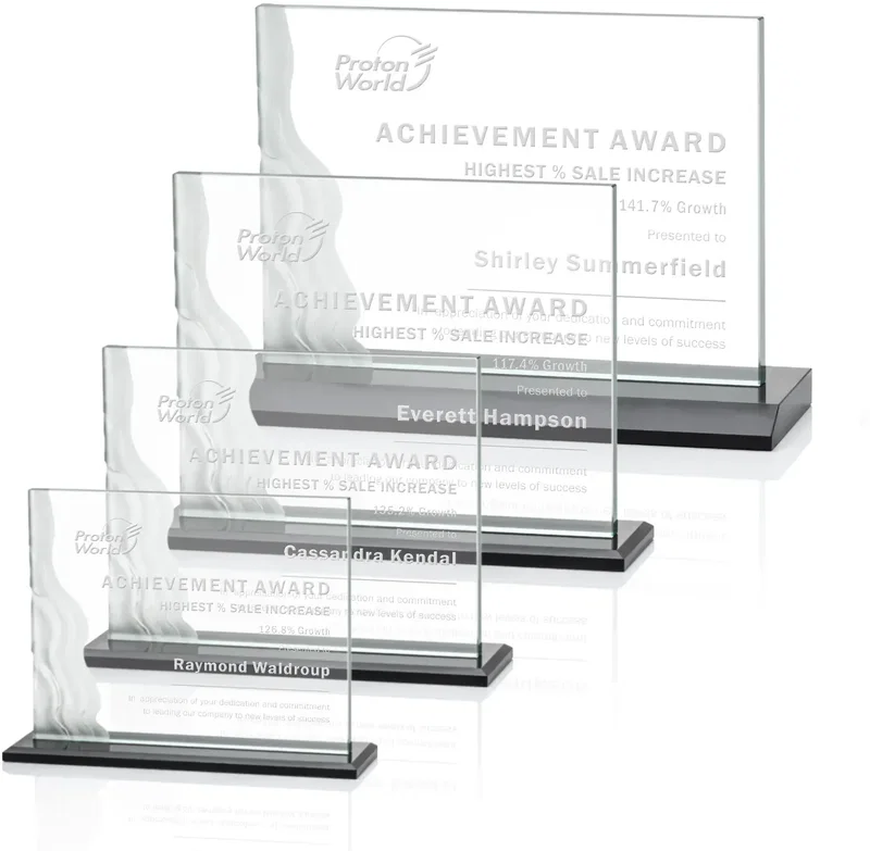 Custom Fullerton Waterfall Etched Business Award β view 1