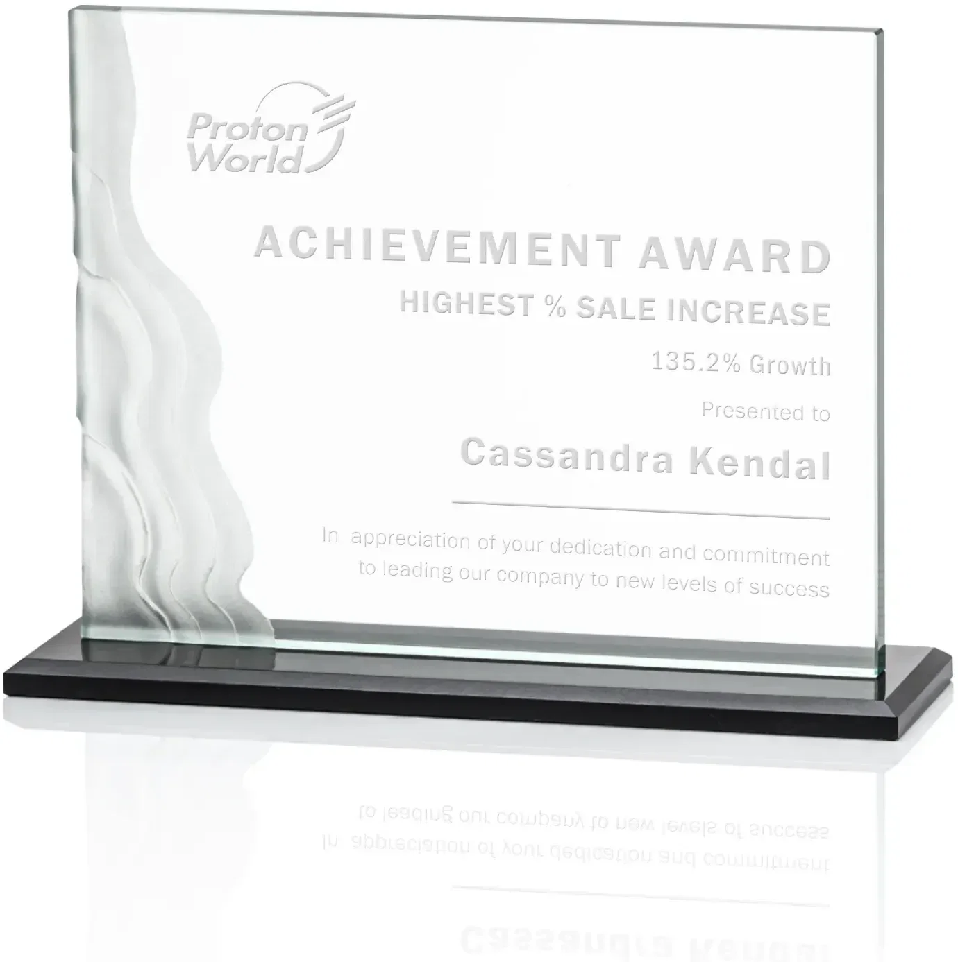 Custom Fullerton Waterfall Etched Business Award — view 3