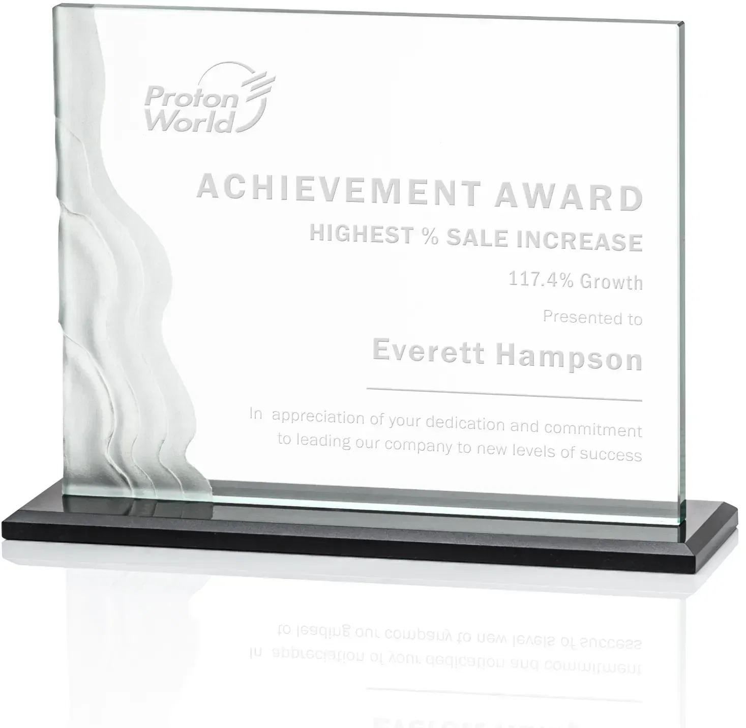 Custom Fullerton Waterfall Etched Business Award — view 4