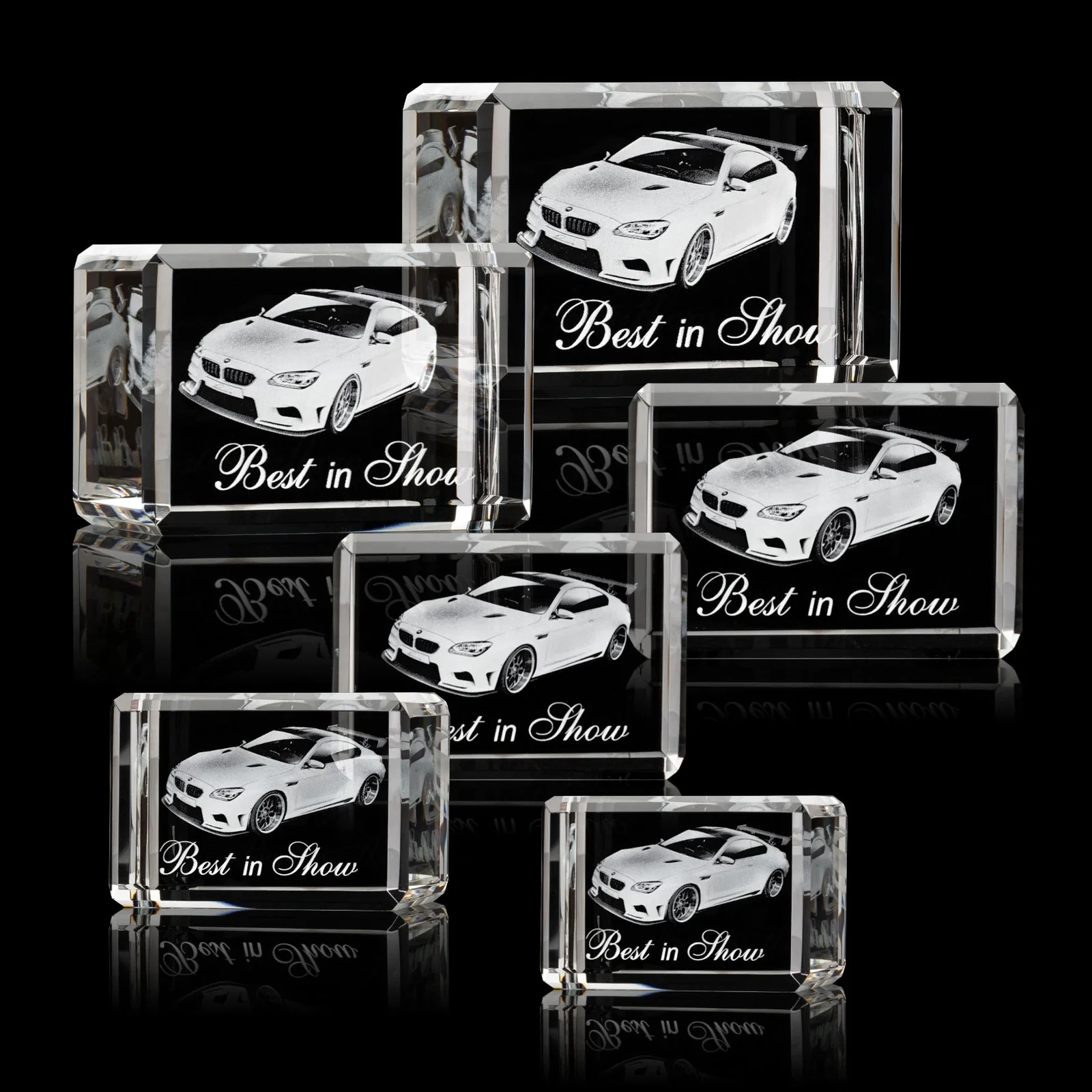 Custom Horizontal Crystal Cube Award, 1.5"-3.5" in 6 Sizes, client appreciation gift for volunteer appreciation