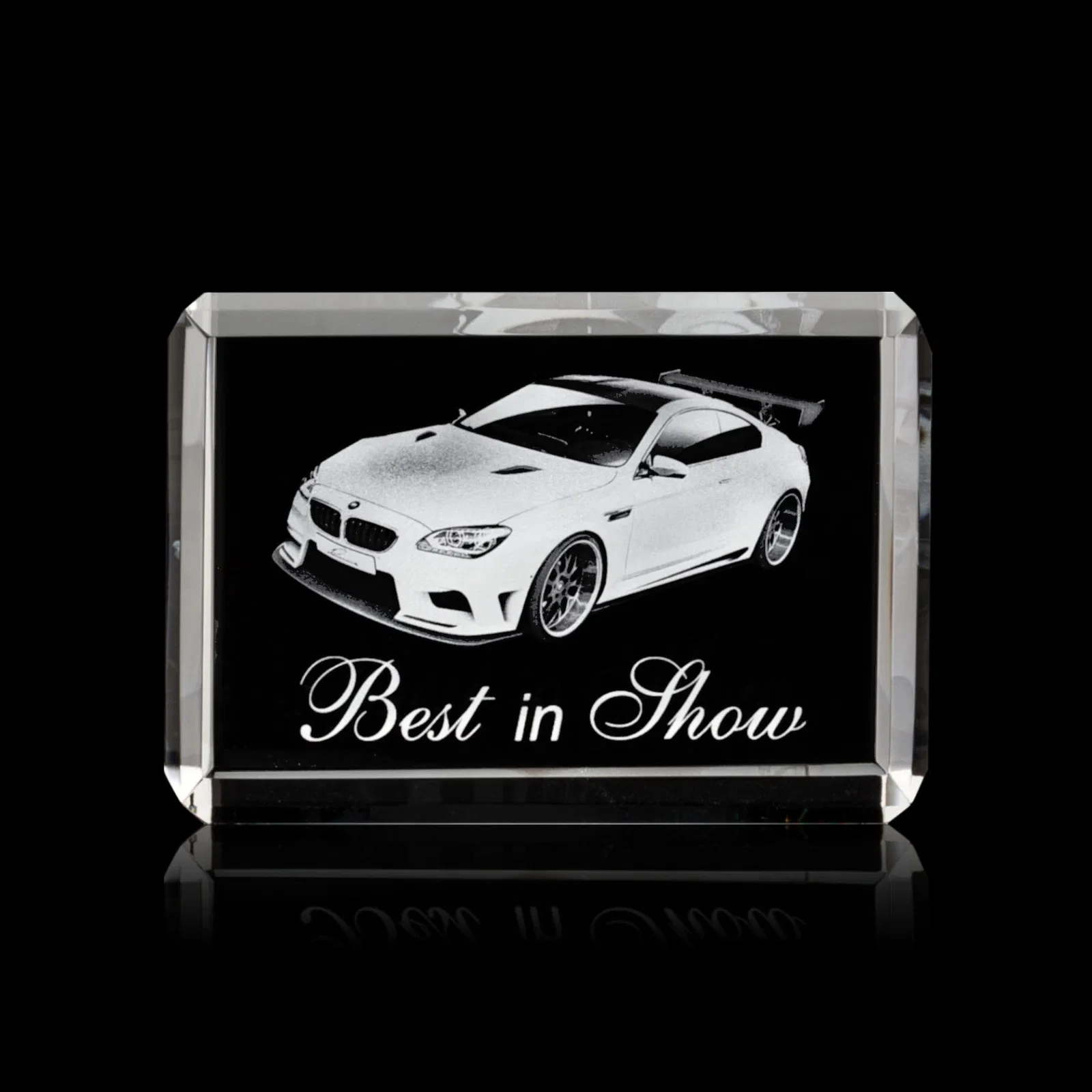 Custom Horizontal Crystal Cube Award, 1.5"-3.5" in 6 Sizes, client appreciation gift for dealer and partner awards