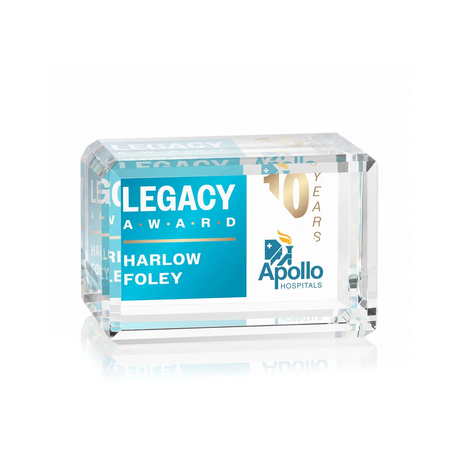 Personalized Horizontal Crystal Cube Award, 1.5"-3.5" in 6 Sizes, client appreciation gift for graduation ceremonies