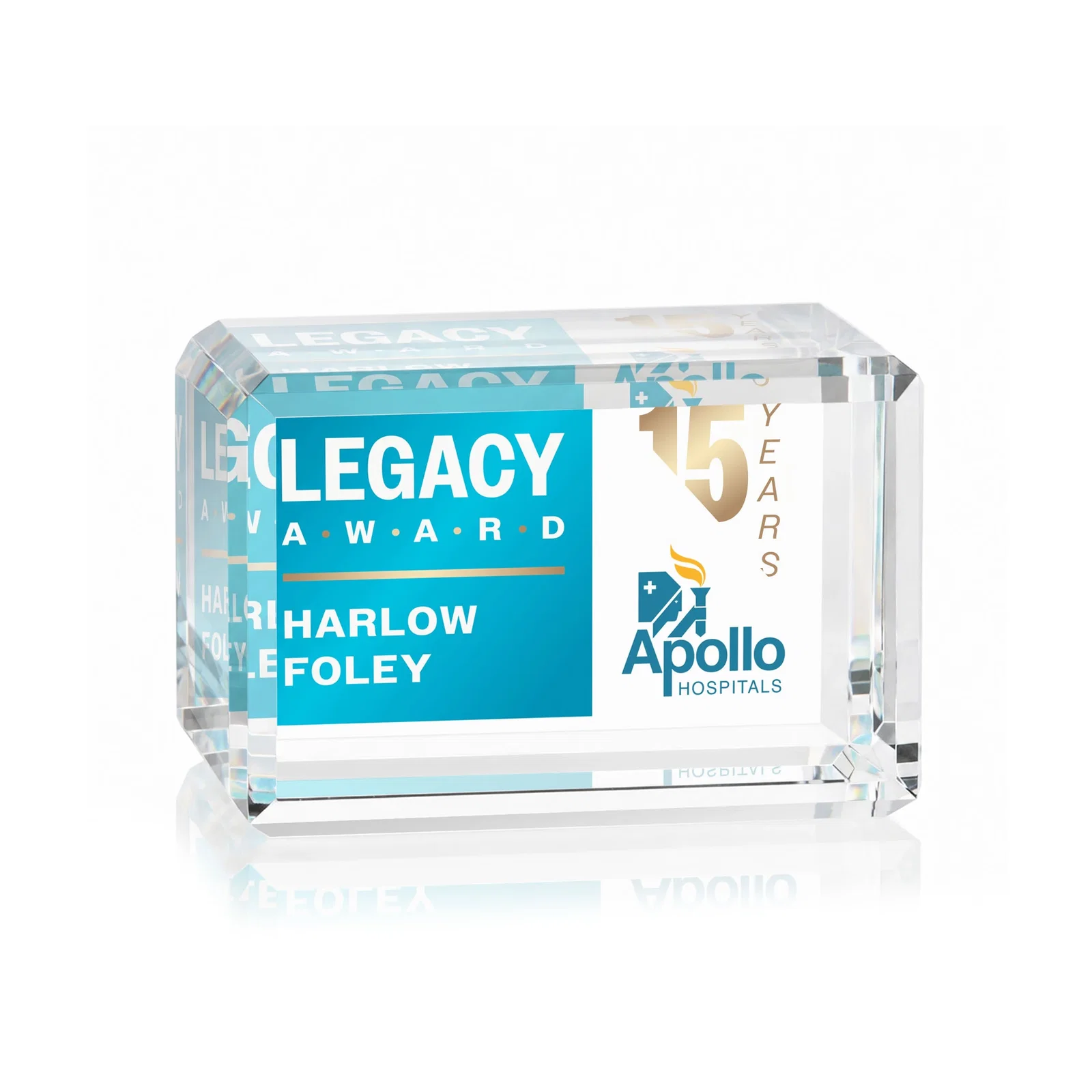 Personalized Horizontal Crystal Cube Award, 1.5"-3.5" in 6 Sizes, client appreciation gift for safety achievement programs