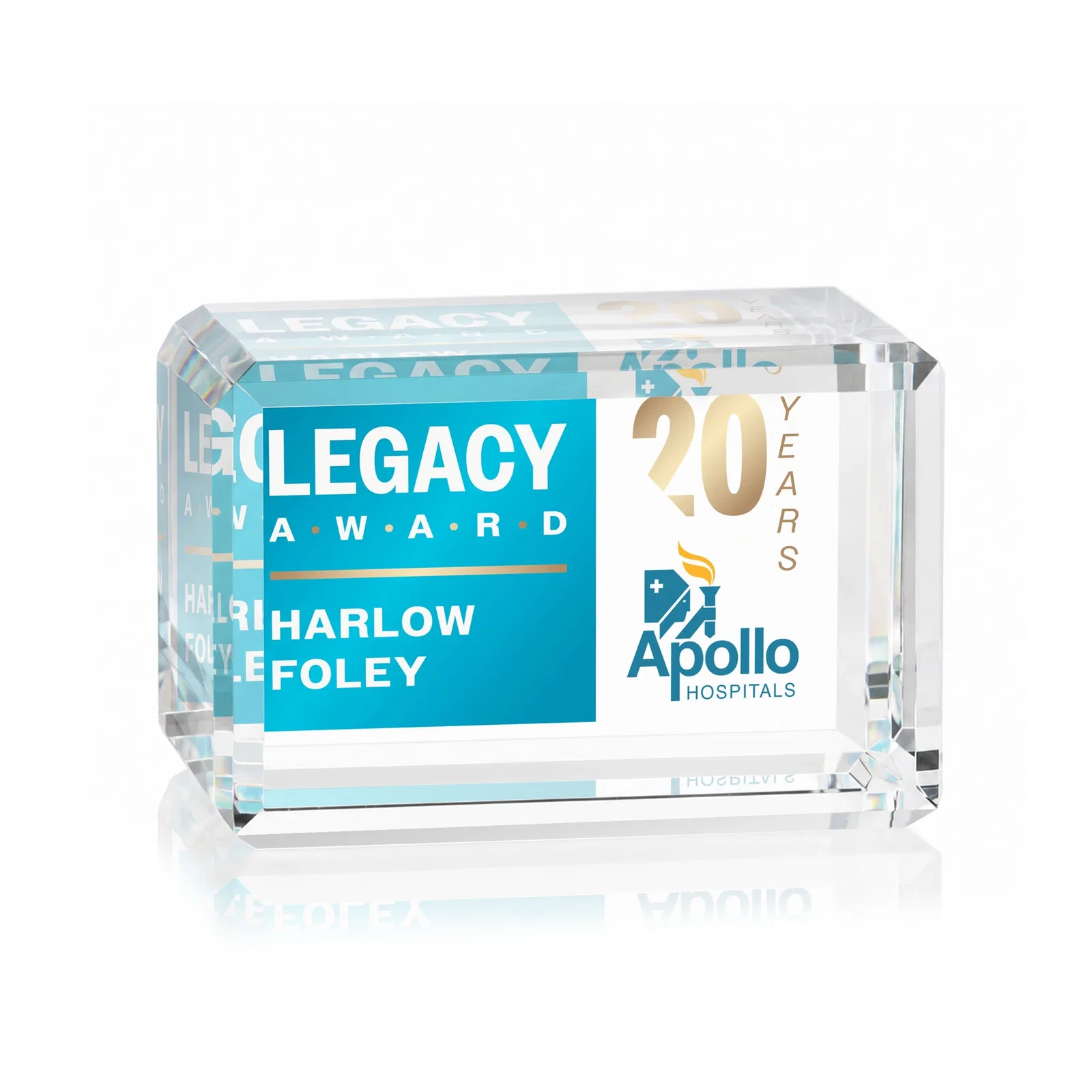 Personalized Horizontal Crystal Cube Award, 1.5"-3.5" in 6 Sizes, client appreciation gift for volunteer appreciation