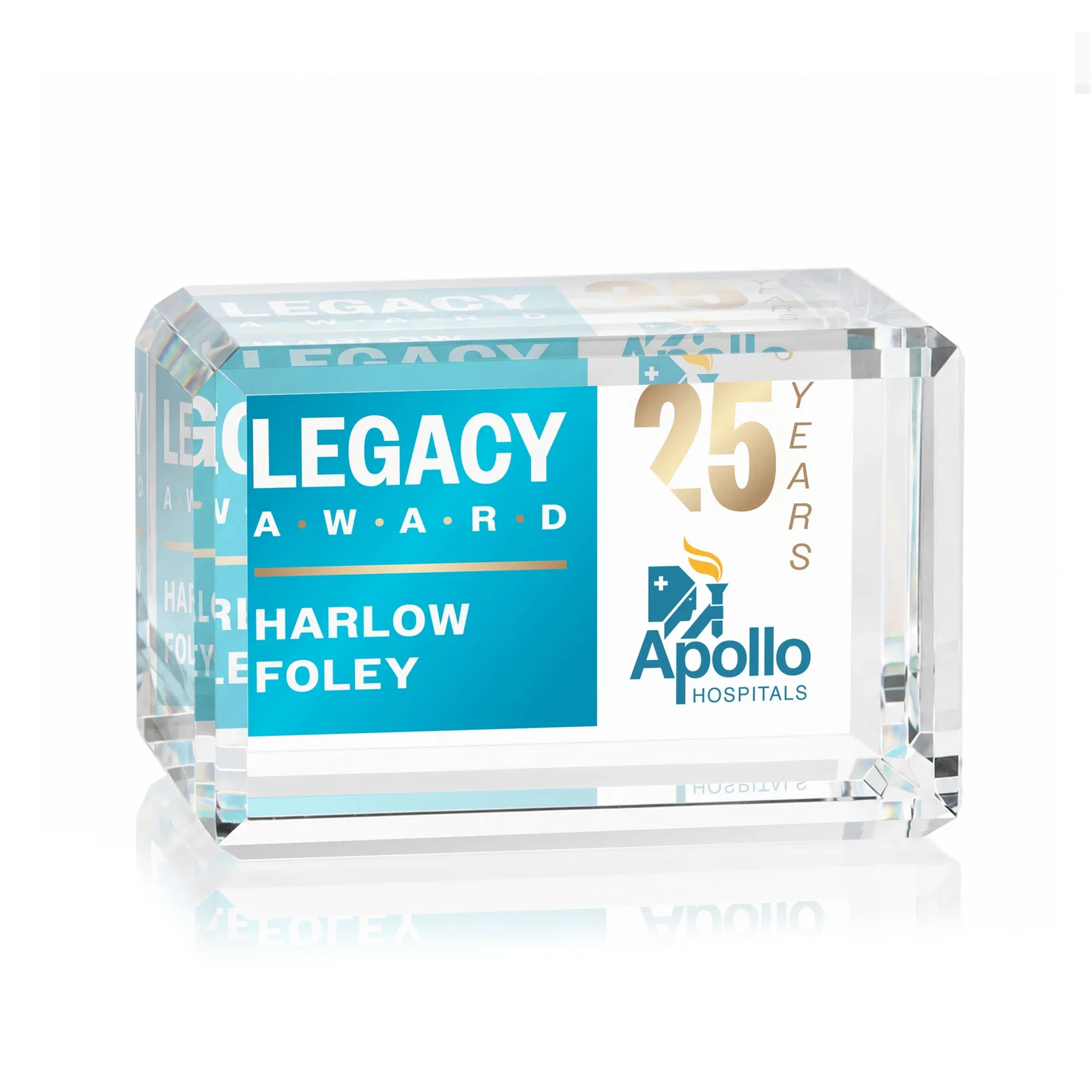 Personalized Horizontal Crystal Cube Award, 1.5"-3.5" in 6 Sizes, client appreciation gift for dealer and partner awards