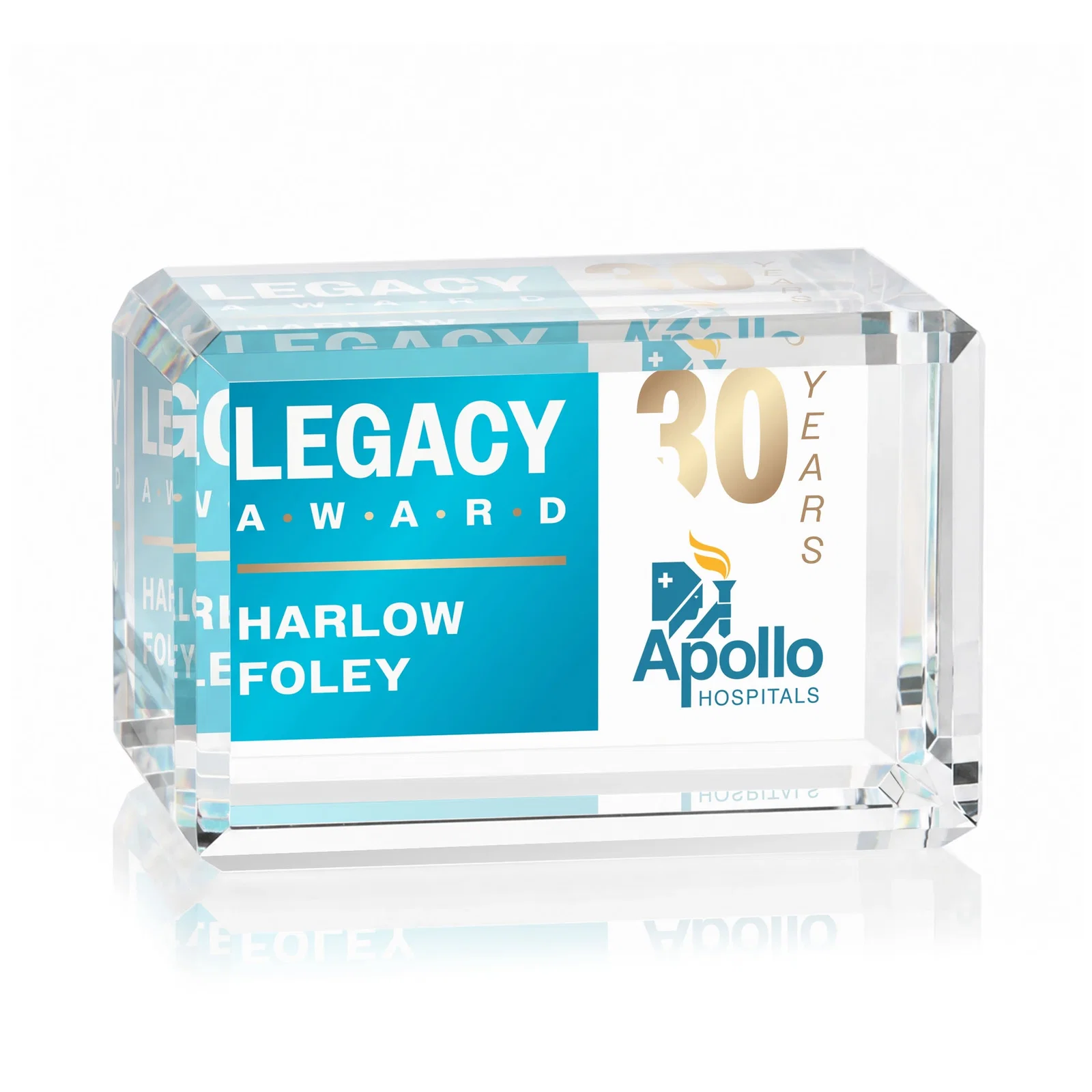 Personalized Horizontal Crystal Cube Award, 1.5"-3.5" in 6 Sizes, client appreciation gift for company anniversary events