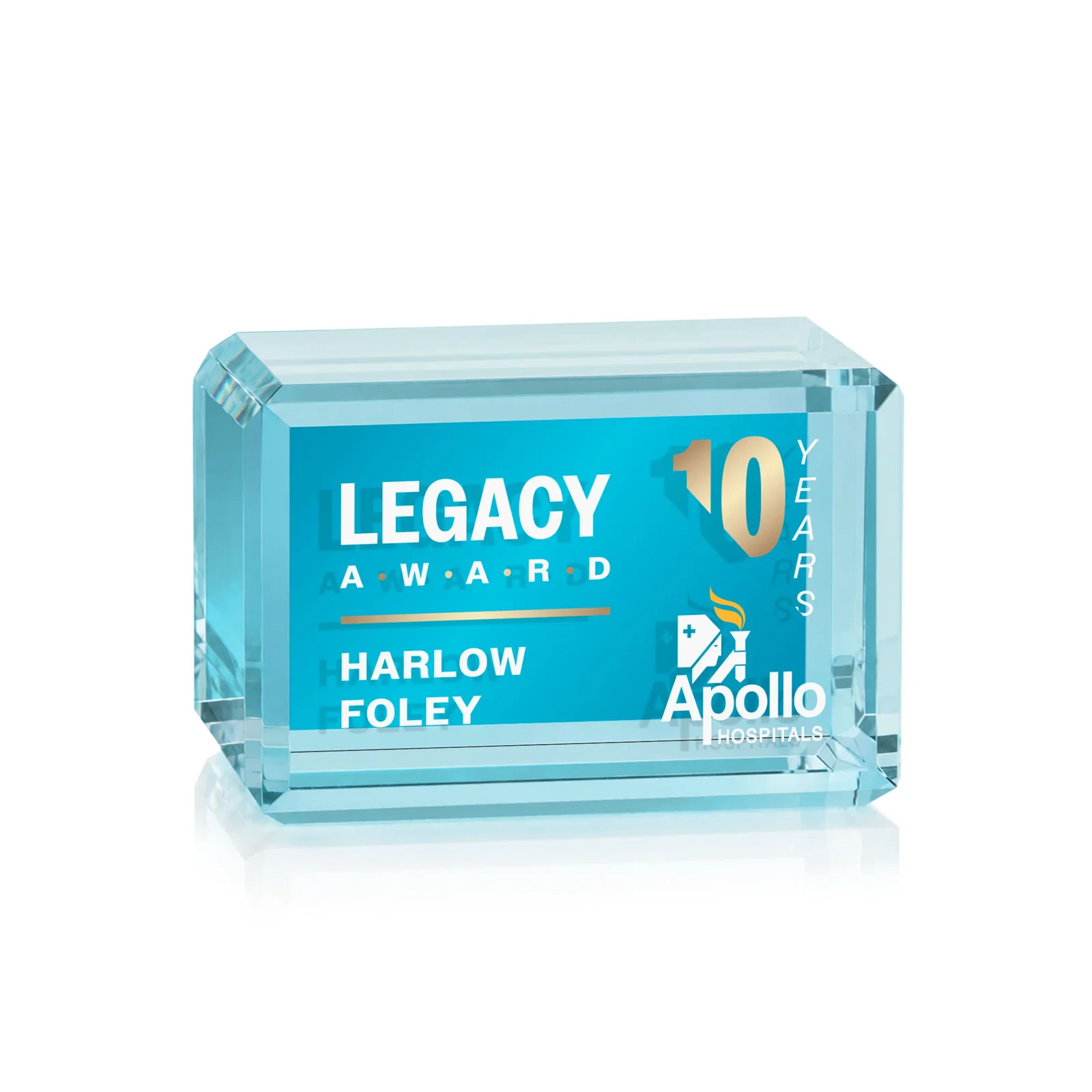 Promotional Horizontal Crystal Cube Award, 1.5"-3.5" in 6 Sizes, client appreciation gift for sales achievement awards