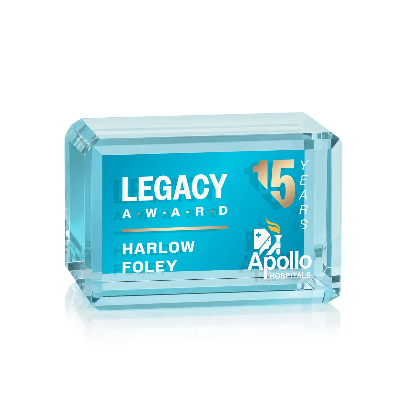 Promotional Horizontal Crystal Cube Award, 1.5"-3.5" in 6 Sizes, client appreciation gift for retirement presentations