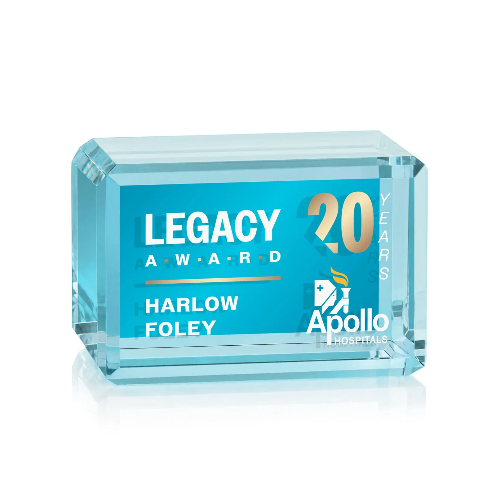 Promotional Horizontal Crystal Cube Award, 1.5"-3.5" in 6 Sizes, client appreciation gift for team milestone celebrations