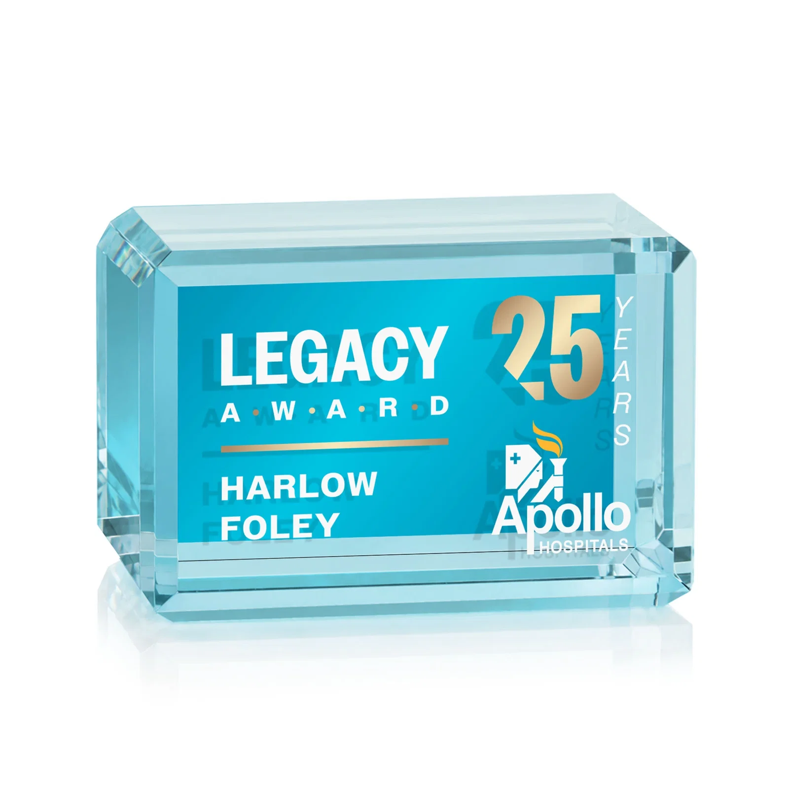 Promotional Horizontal Crystal Cube Award, 1.5"-3.5" in 6 Sizes, client appreciation gift for donor appreciation