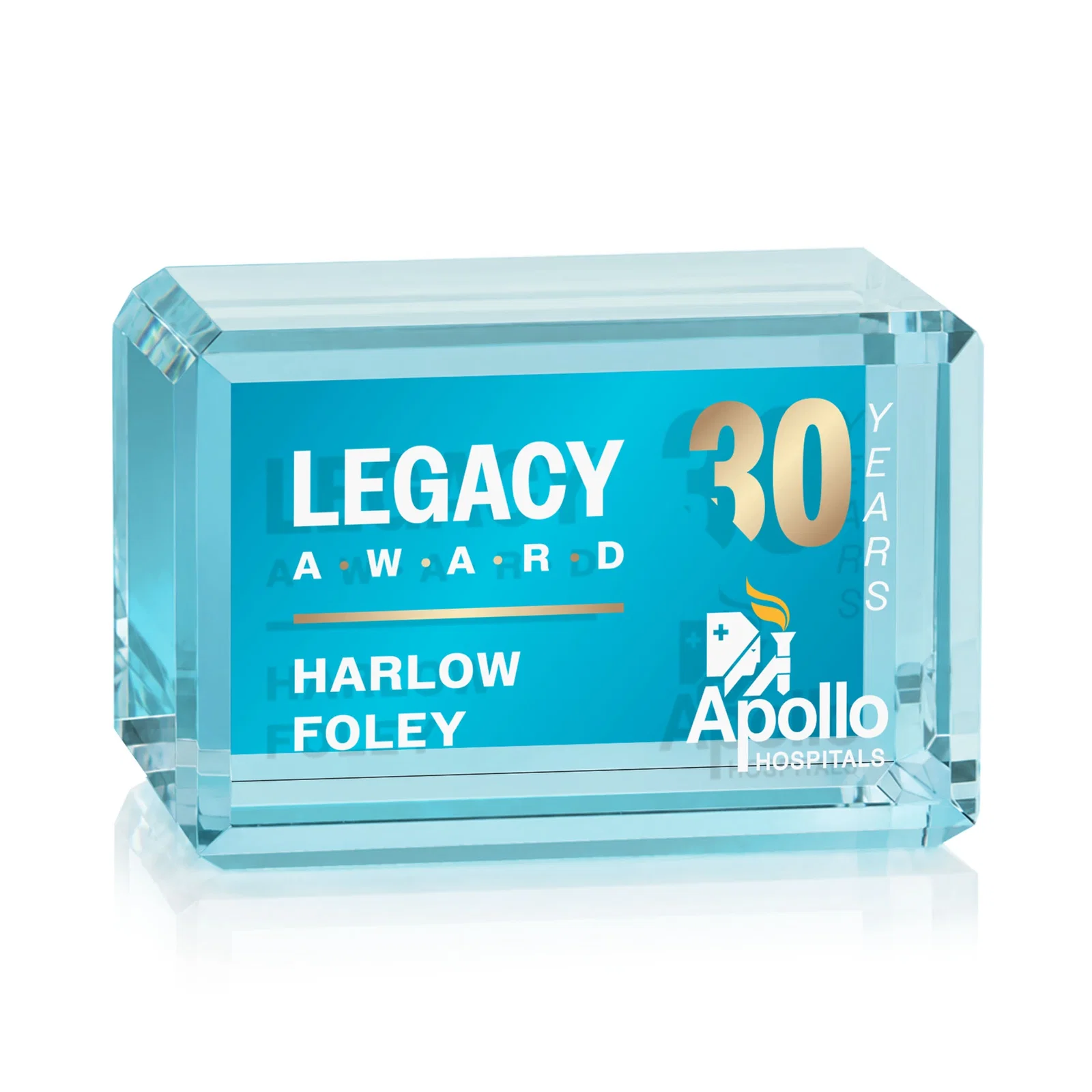 Promotional Horizontal Crystal Cube Award, 1.5"-3.5" in 6 Sizes, client appreciation gift for graduation ceremonies